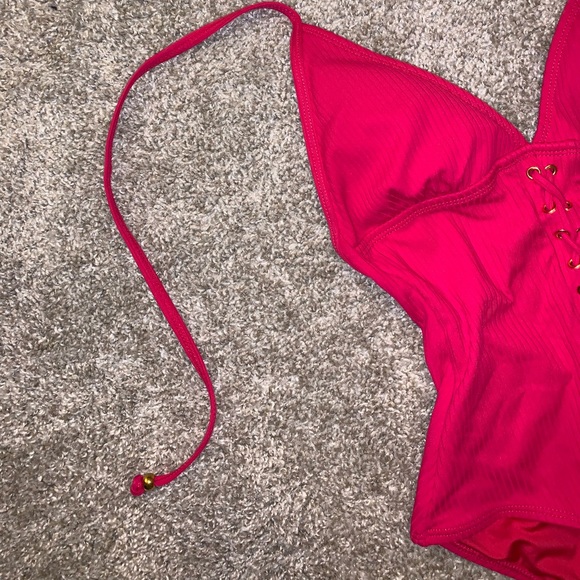 Bongo Pink / Red One Piece Laced Swimsuit size S - Picture 7 of 12